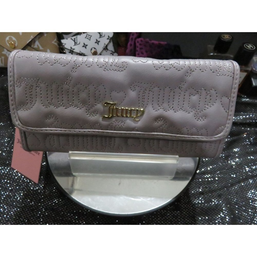 Juicy Couture Quilted Gull Grey Flap Continental Long Wallet Clutch